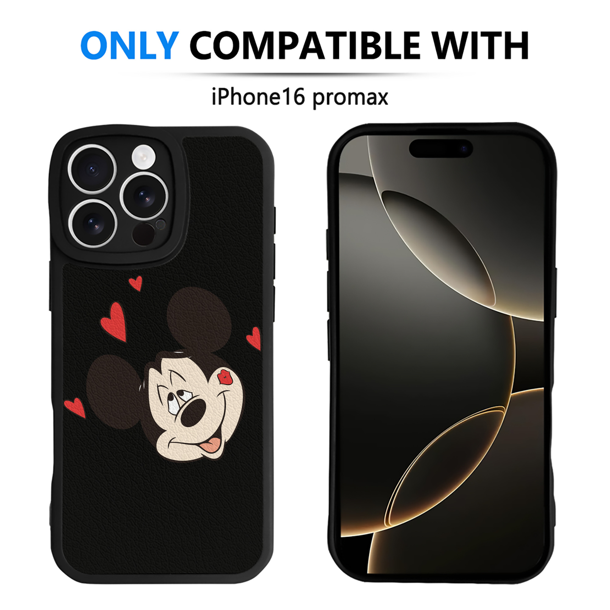 （画像用） ミッキーマウス Mickey Mouse 【iPhone 16シリーズ対応】シリコンスマホケース（レザー調） 材質：シリコン